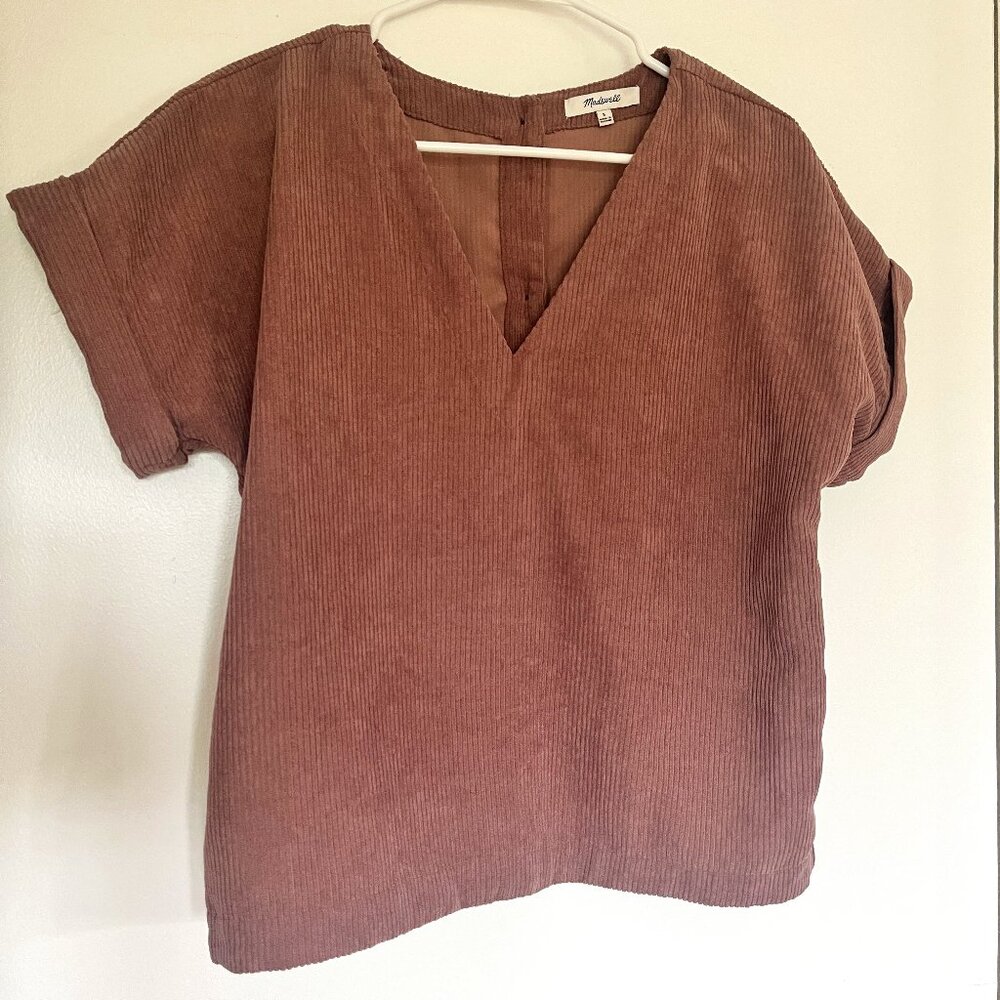 Corduroy V-Neck Top